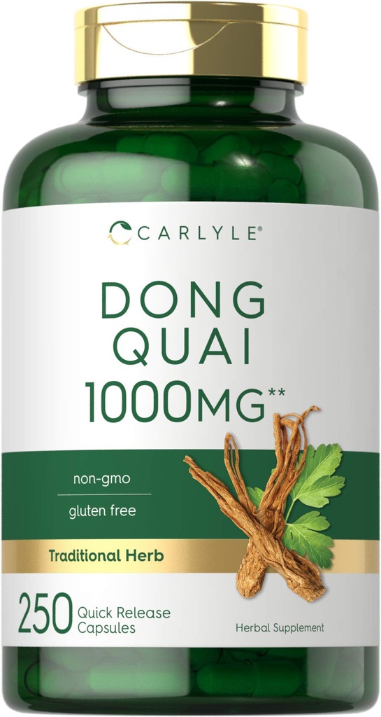 Carlyle Dong Quai Capsule | 1000mg | 250 Count | Non OGM e Gluten Supplemento gratuito | Herb tradizionale
