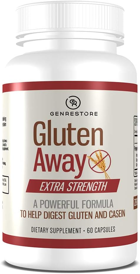 Gluten Away Dietary Supplement – Extra Strength Digestive Enzyme Health Gluten & Casein, Slower Digestion Release Protein Amino Acid in Bloodstream per Uomini e Donne – 60 capsule.