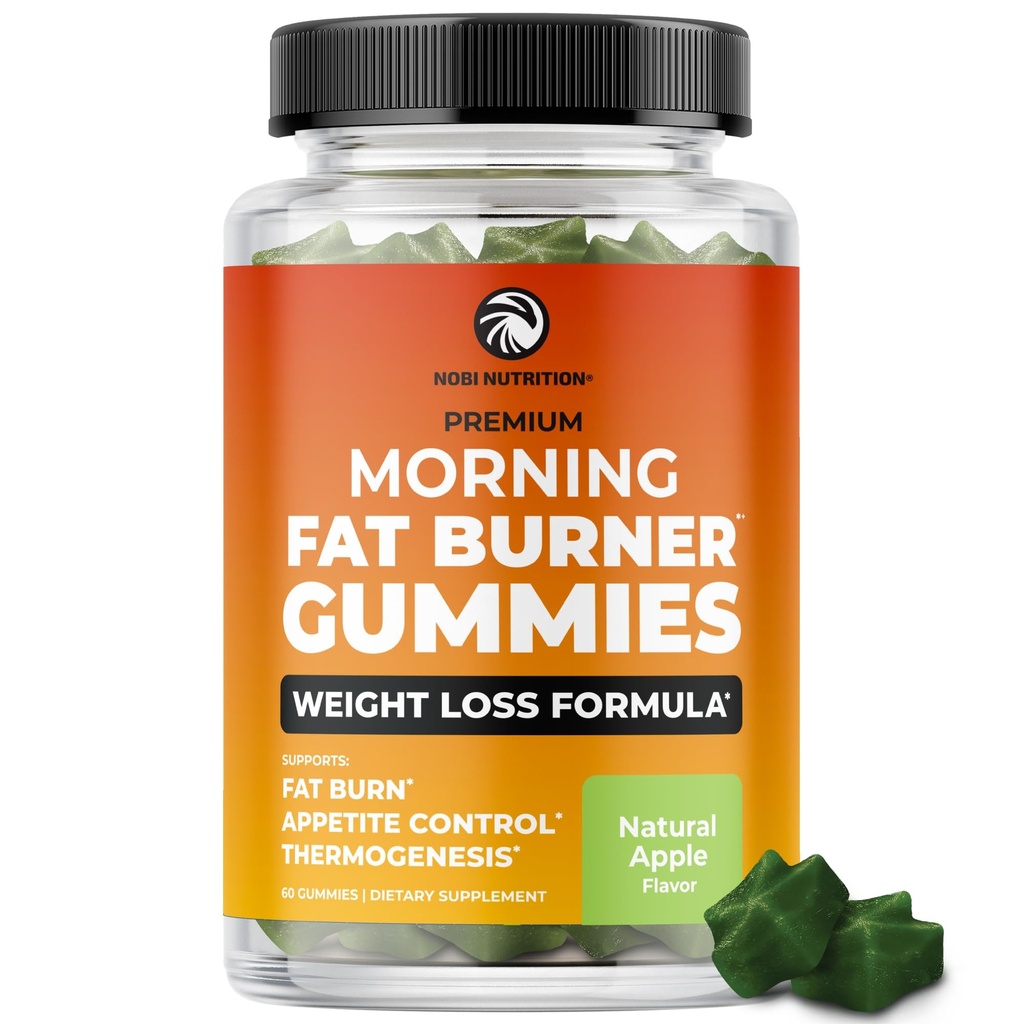 Mattina Fat Burner Gummies | Perdita di peso per le donne e gli uomini | Appetite Suppressant & Metabolism Booster | Bruciatore grasso di pancia termogenico con tè verde, Garcinia, Green Coffee Bean & More | 60 Gummies
