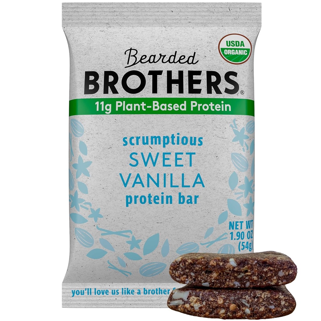 Barre di proteine biologiche, Vanilla (10 Pack) - 11g di proteine vegetali Gluten Free Vegan, Non OGM Spuntini sani per gli adulti Buona fonte di fibre