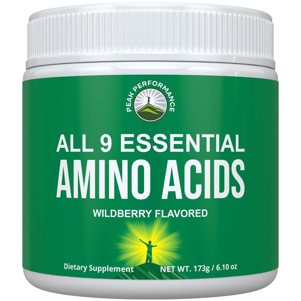 Tutti i 9 aminoacidi essenziali polvere. Pre + durante + post allenamento con EAA + BCAA per energia, crescita del muscolo e recupero. Non OGM BCAA e EAA polveri per uomini + donne. 3 ° partito testato. Wildberry