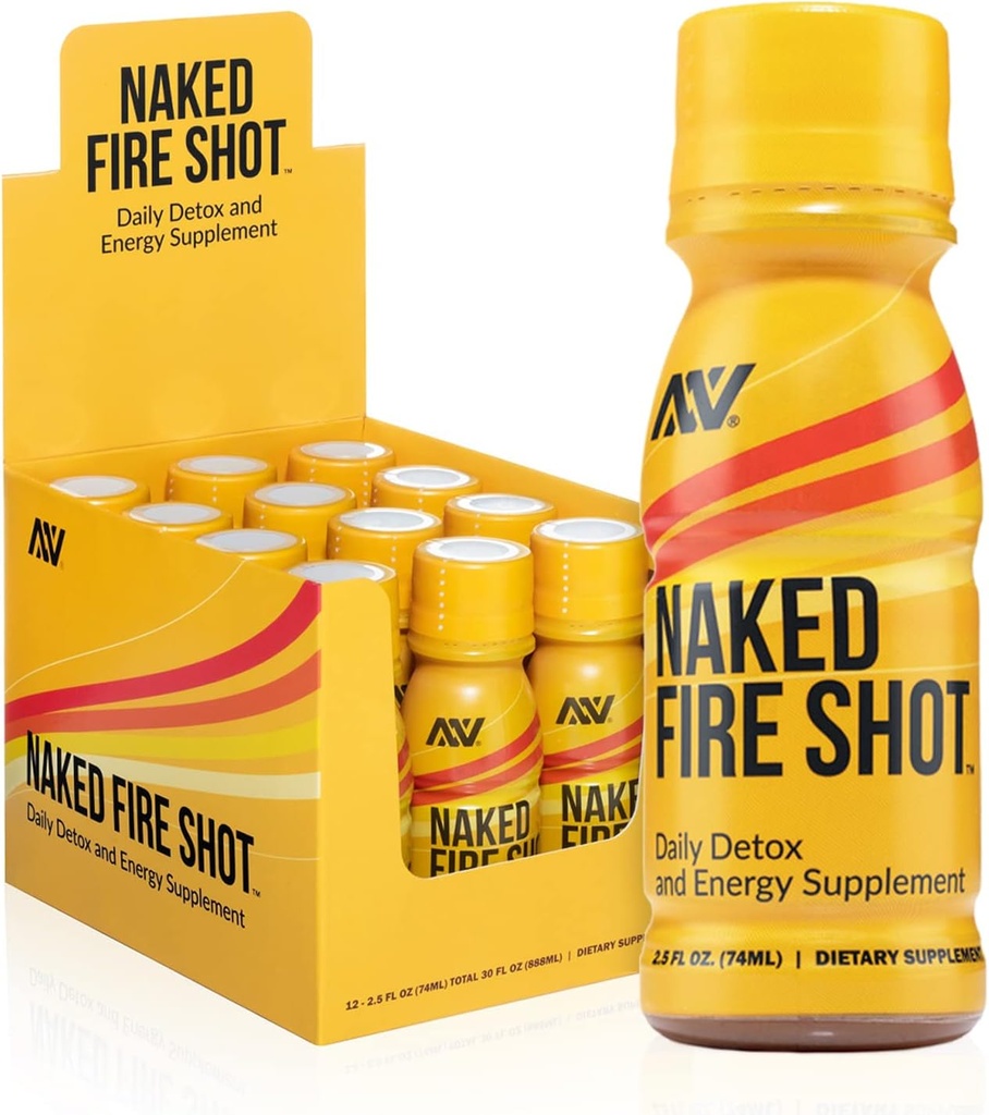 Nutrizione NAKED Colpo di fuoco nudo - Shot di energia naturale, radice di zenzero, Aceto di sidro di mele crudo, Ginseng organico & Ashwagandha, Detox, Energy Wellness Shots - 2.5Oz, 12 Pack