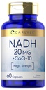Carlyle NADH CoQ10 Supplemento | 20mg | 60 capsule | Mega Strength | Non OGM, Gluten Free
