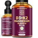 Vitamina liquida D3 con K2 & Magnesio Glycinate | Vitamina D Drops 10.000 IU | Vitamina K2 200mcg Mk7 | Vitamina D3 + K2 Supplemento per gli uomini e le donne | Alto assorbimento | Olio MCT | Gluten Free | Non OGM