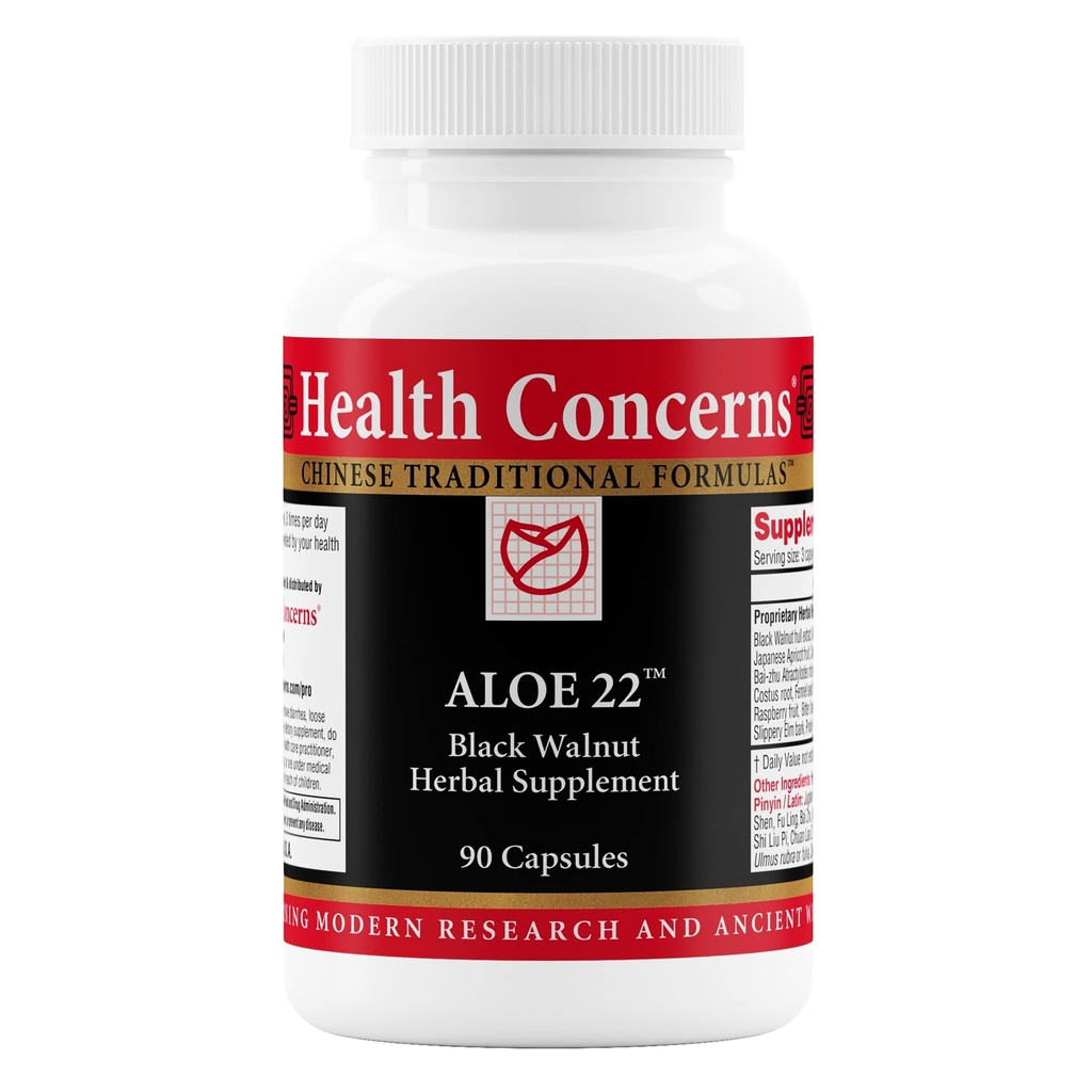 Aloe 22 – Supporto digestivo & Intestinal Cleanse – costipazione, Bloating & Parasite Detox Supplemento – Noce nera, Ginger, Myrobalan & Aloe Vera Herbal Formula – 90 capsule
