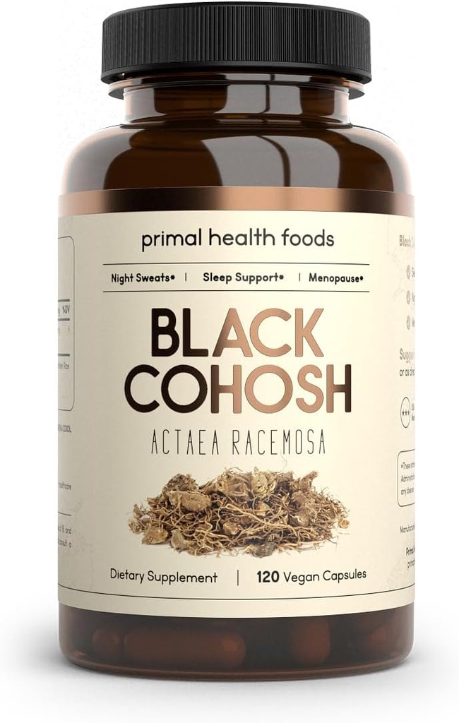 Organic Black Cohosh 1000 mg 60 Servings | Menopause, Night Sweats and Sleep Support | Vegetariano, Organico, Non OGM & Gluten Free