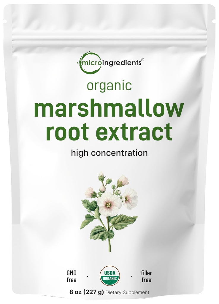 Micro Ingredienti Polvere di radice di Marshmallow organica, 8 oncia, Filler Free e tradizionalmente utilizzato, supporta la salute gastrointestinale digestiva, non irradiata e nessun OGM, Vegan Friendly