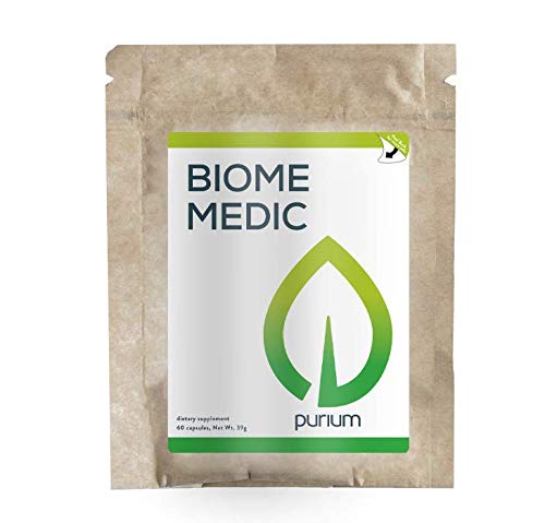 Purium Biome Medic - 60 Capsule Vegan - Gut Health Support Supplemento, Rimuove le Tossine OGM, Supporta Buon Bacteria, Riparazioni Microbiome - Vegetariano, Gluten Free - 60 Serve