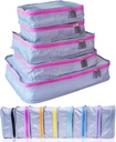 Cubi di imballaggio MUMI – Cubi di compressione a 5 pezzi per viaggi, organizzatori di bagagli per valigette, sacchetti per carry-On, zaini e borse Duffel – Space-Saving Travel Essentials - Rosa