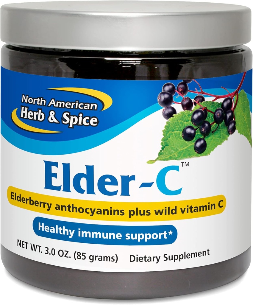 NORTH AMERICAN HERB & SPICE Elder-C - 3 oz. - Concentrato di sambuco - Supporto immunitario, Risposta respiratoria sana - Non OGM, Gluten Free - 42 Serve