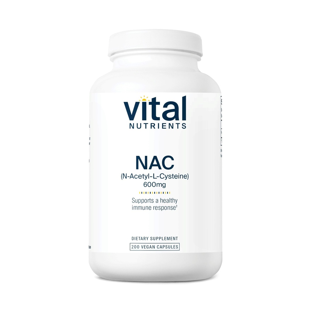 Vital Nutrients NAC 600mg | N-Acetyl Cysteine | Vegan NAC Supplemento | Antiossidante per Sinus, Liver, Immune e Respiratory Health* | Gluten, Dairy, Soy Free | 200 Capsule