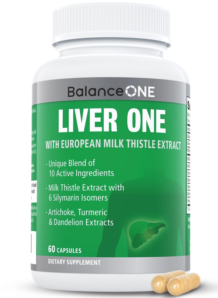 Equilibrio supplemento di sostegno del fegato con estratto di cardo del latte, radice di dente di leone & molibdeno – naturale pulizia del fegato, riparazione & disintossicazione per gli uomini e le donne - capsule vegane, 1 mese di fornitura - fegato uno