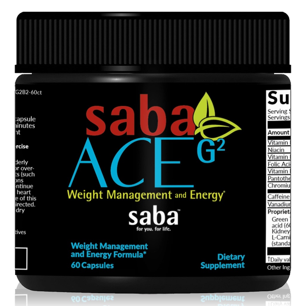 Saba ACE G2 - Bruciatore grasso termogenico. Supplemento perdita di peso, Appetite Suppressant, & Energy Booster - Estratto di tè verde, Capsimax, Garcania, Carnosyn & More - 60 capsule