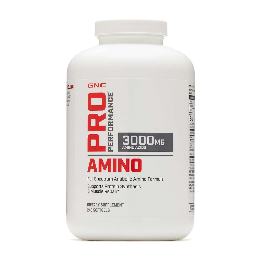 GNC Pro Performance Amino 3000mg, 240 Softgels, Supporta sintesi proteica e riparazione del muscolo