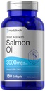 Horbäach Wild Alaskan Salmon Fish Oil | 180 Softgel Capsules | Gluten Free, Non-GMO | Alta potenza | Eccellente fonte di omega-3 acidi grassi EPA e DHA