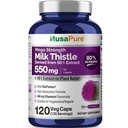 NusaPure Milk Thistle 50:1 Extract, 550 mg Equivalente a 27.500mg 120 capsule vegetali Non OGM, Vegan Max Strength - Standardized 80% Silymarin, Bioperine