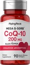 Piping Rock CoQ10 200mg Softgels | 90 Count | Supplemento per donne e uomini | con estratto di pepe nero | Non-GMO, Gluten Free
