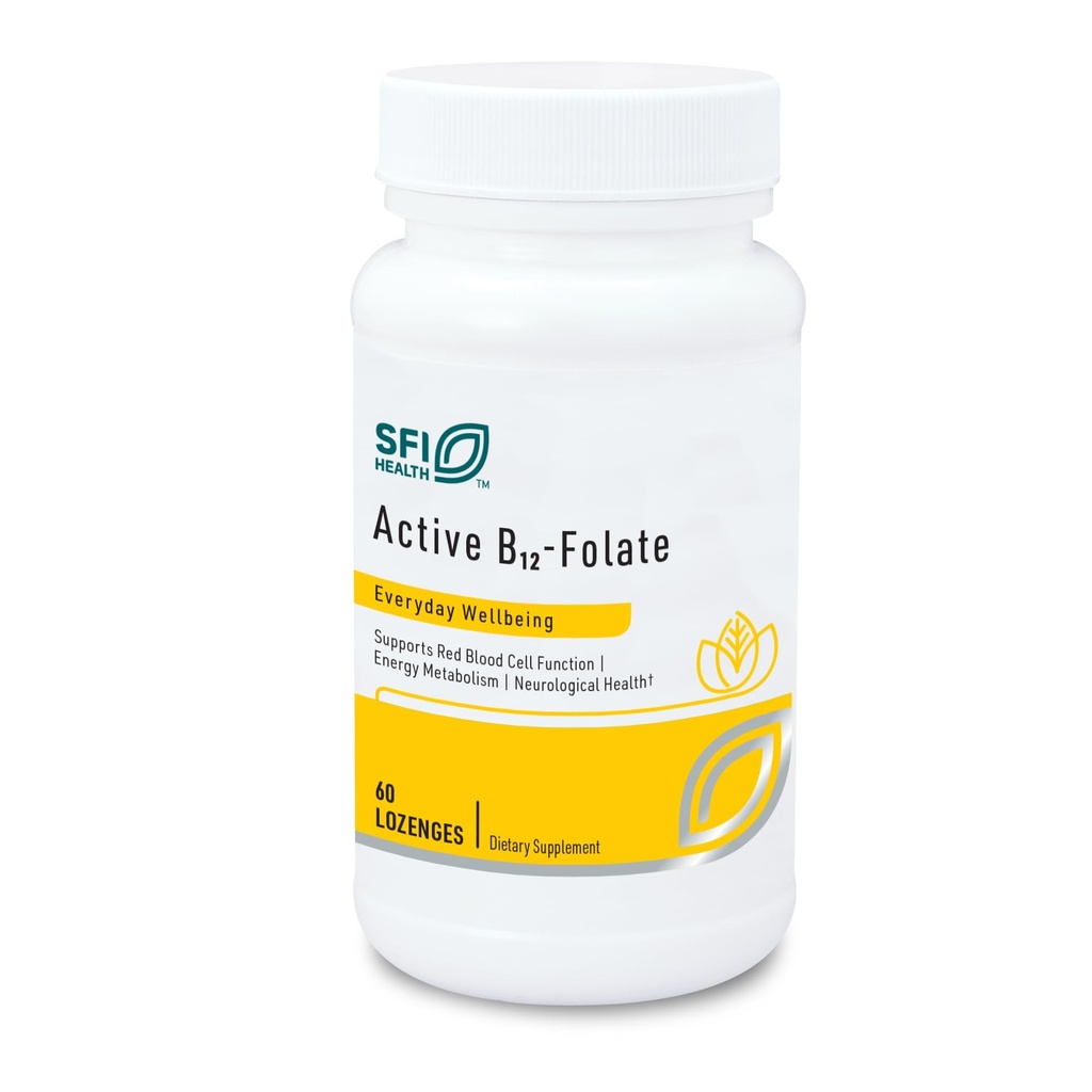 Klaire Labs SFI Health Active B12 - Folate Supplemento - Lozenge dissolvibile con Methyl Folate & Vitamin B12 Methylcobalamin - Altamente assorbibile - Support Mood sano, Energia & Cognizione (60 Conteggio)