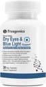 Trexgenics Dry Eyes & Blue Light Support Una volta Daily Vegetarian Formula con Lutein 10mg, Zeaxanthin 2mg, Bilberry, Ginkgo, Pine Bark, Vitamina C, Zinc & Vitamina A (30 capsule di Veg)