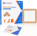 Foam in silicone con bordo adesivo delicato 6''x6'''''''''', letto Sore Pressure Ulcer Leg Ulcer Silicone Wound Bandage, Alta assorbenza Impermeabile, 5 Pack di NeueHaut