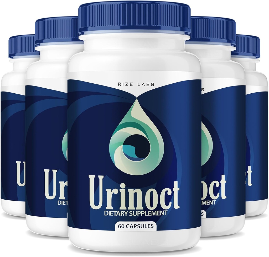 Rize labs Urinoct Prostate Supplement, Salute della vescica, Formula di funzione avanzata, Miscela di erbe organica, Flush for Flow - Confezione di 5 (300 capsule)