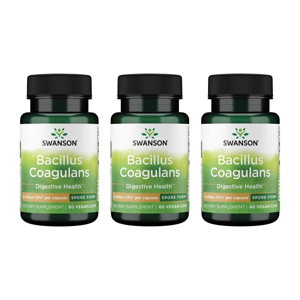 Swanson Bacillus Coagulans - Integratore Probiotico Naturale Supporta la Salute Digestiva w/ 6 miliardi di CFU - Maggio Supporto GI & Salute Gut complessiva - (60 capsule di verdure) 3 Pack