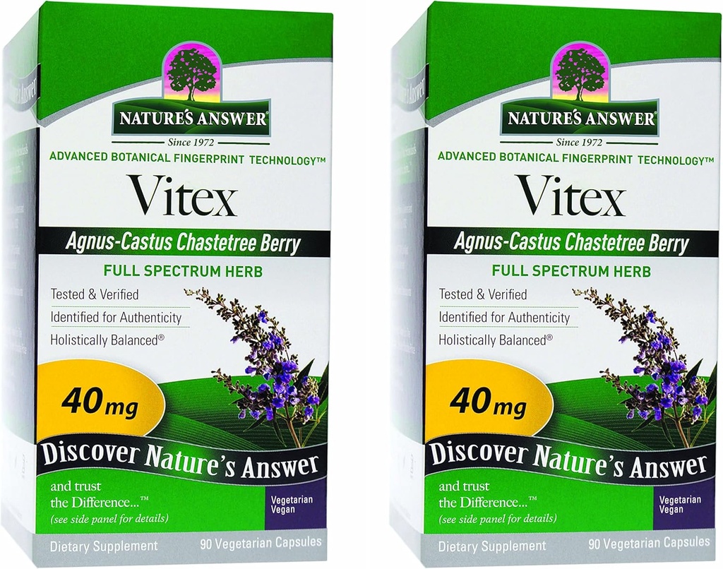 Risposta della natura Vitex Chastetree Berry Supplement, 90-Vegetarian Capsules, 2 Count | Equilibrio ormonale | Supporto di ovulazione | Supporto menopausa