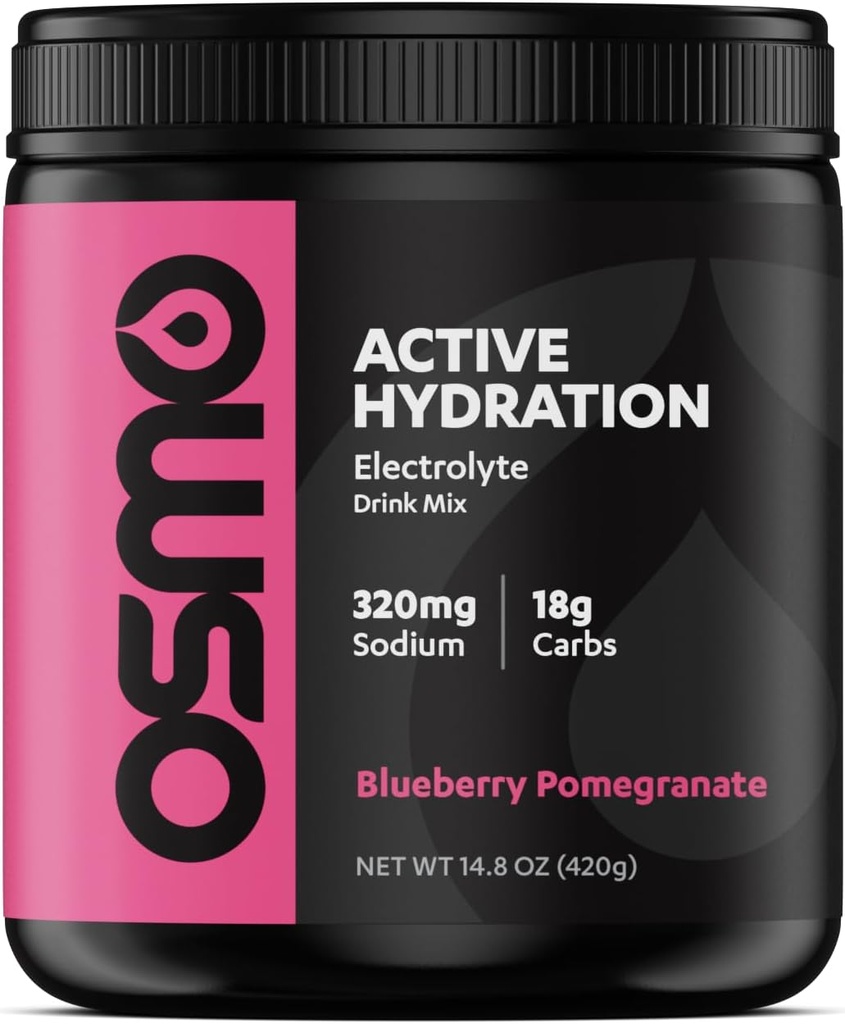 Polvere di elettrolito di idratazione attiva di Osmo (20 Serve) - Include sodio, magnesio, potassio, carboidrati e vitamine, zucchero di canna - tutto naturale, 3X idratazione più veloce, potenzia la potenza e la resistenza, mirtillo