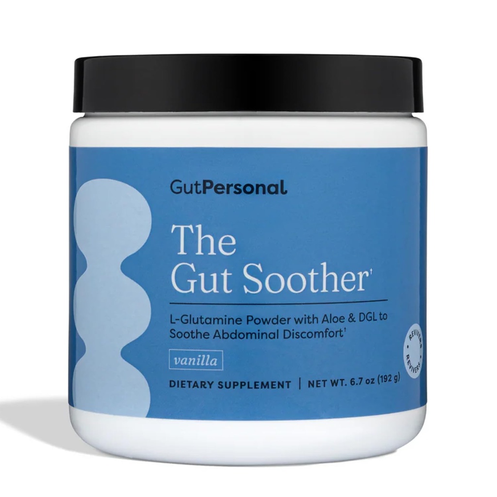 GutPersonal Il Gut Soother L-Glutamine Polvere Supplemento: Restore Gut Lining, Soothe Digestive Discomfort Mentre Promuovi la salute generale del fegato, 30 Servings (Vanilla)