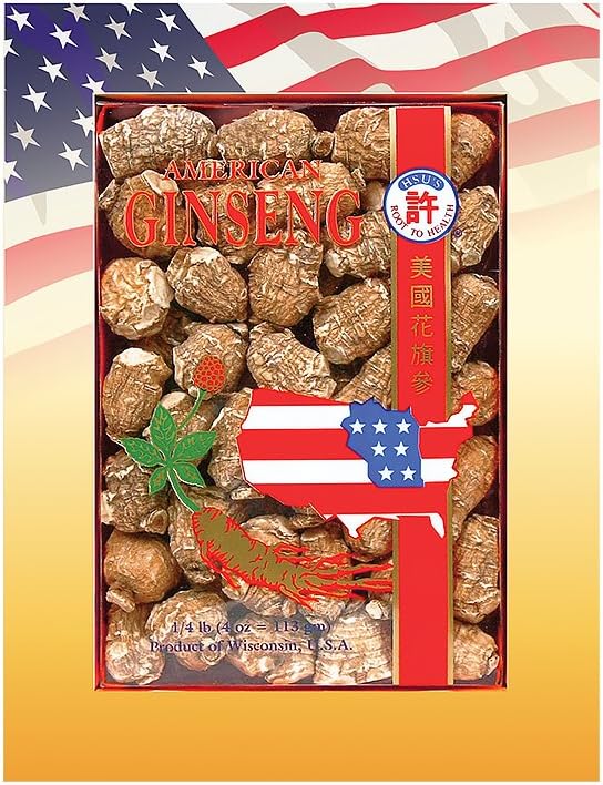 Hsu's SKU 0168-S4 American Ginseng Pearl Small Roots 4 oz Box – Premium 100% Wisconsin Coltivated Whole Ginseng Roots
