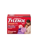 Masticabili per bambini Tylenol con acetaminofene da 160 mg, Riduttore di dolore e febbre per i sintomi di freddo + fluido per bambini, mal di testa, mal di gola & Toothache, senza aspirina, aroma di uva, 24 ct