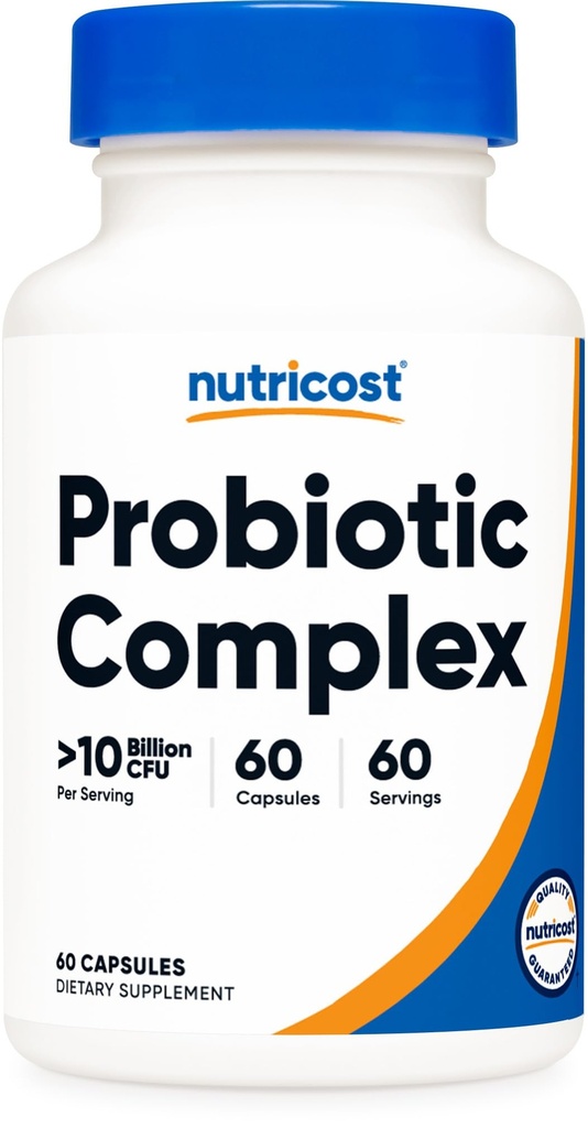 Nutricost Probiotic Complex (10 miliardi di CFU) 60 capsule - Acidophilus Plus 9 altri probiotici, Non OGM, Gluten Free Supplement