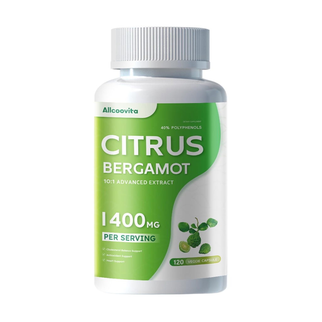 Citrus organici Bergamot 1400mg, 120 Capsule -Citrus Bergamia - Olio essenziale e Citrus Bioflavonoidi - Integratori naturali per la salute del cuore per le donne e gli uomini - Pillole non OGM