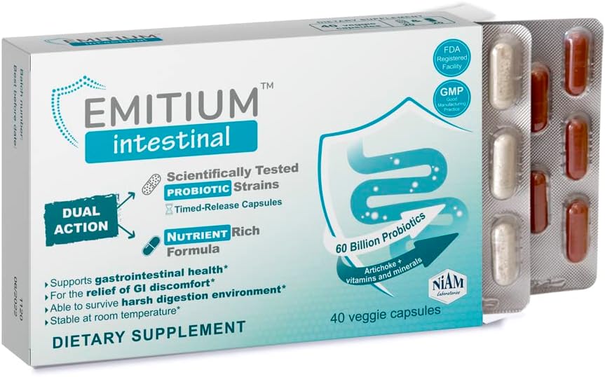 Probiotici & Prebiotici | Rilievo IBS, Diarrea, Gas, Salute del Colon, Supporto digestivo | Carciofo & Vitamine | Irritabile Bowel Intestinal