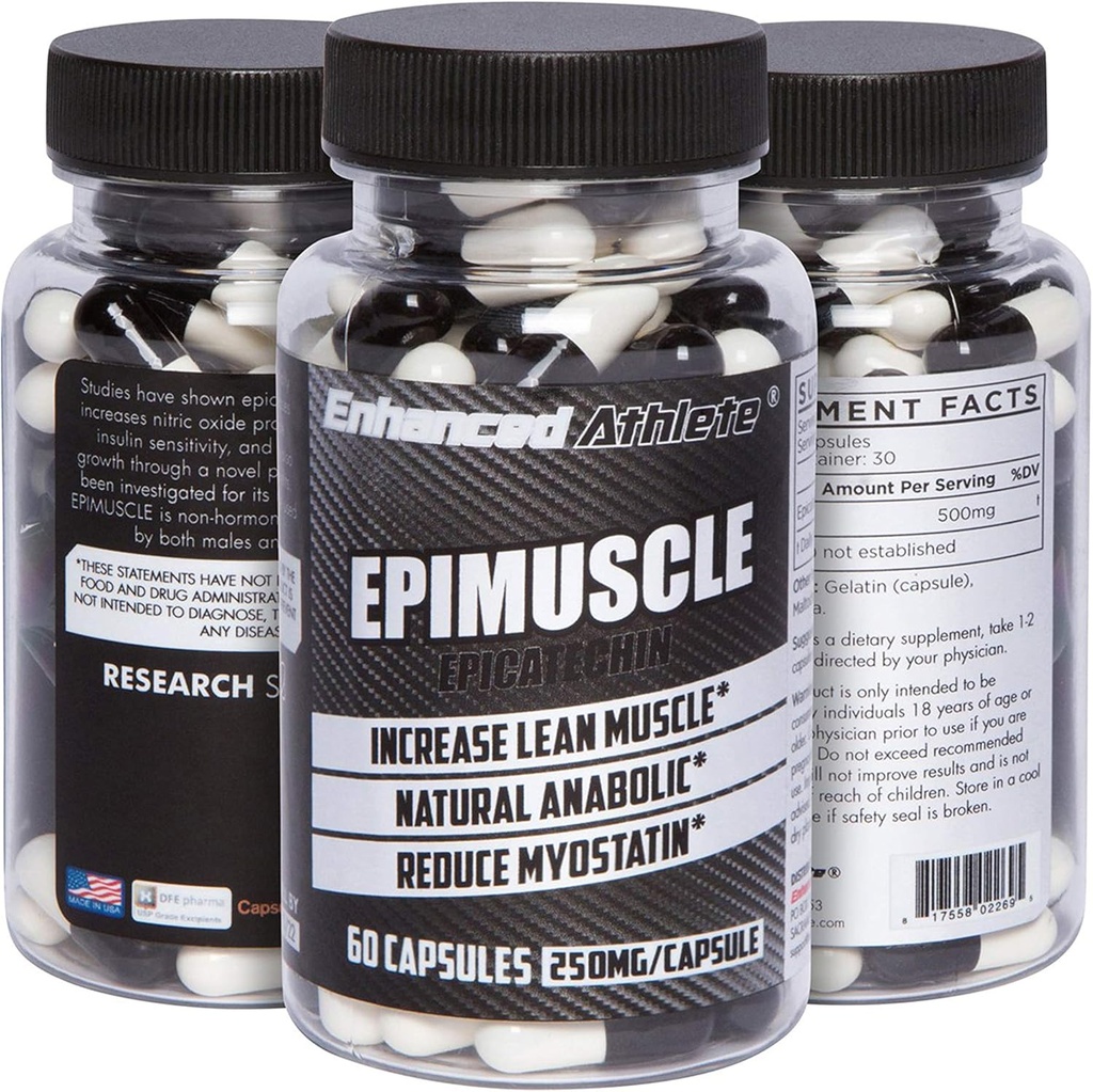 Epimuscolo potenziato dell'atleta - anabolizzanti naturali, aumentare la massa magra, ridurre Myostatin, 250mg Pure Epicatechin / 60 capsule