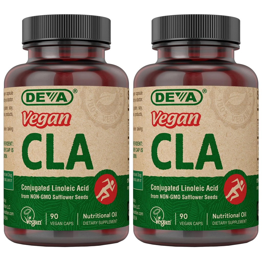 DEVA Vegan Vitamins Acido linoleico coniugato (CLA), da Olio di Safflower non OGM, 90 capsule, 1-Pack