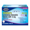 Ohm Tavoli per bambini Loratadine Chewable, Dye Free, Uva, Non-Drowsy 24h Rilievo di Sneezing, Runny Nose, Itchy Occhi Watery,Throat o Nose, Antihistamine, Allergie Indoor & Outdoor, 5mg, 60 Tablet