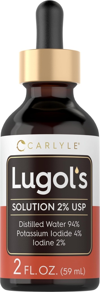 Carlyle Lugols Iodine 2 Percente 2 fl oz | Potassium Iodide e Iodine Soluzione 2% Gocce liquide