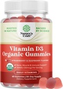 Vitamina organica D3 Gummies per le donne e gli uomini - Vitamina D Gummies 2000IU per Serving per la salute di ossa, muscoli e supporto immunitario - Supplemento non OGM per gli adulti - Gelatin & Gluten Free - 60 Gums