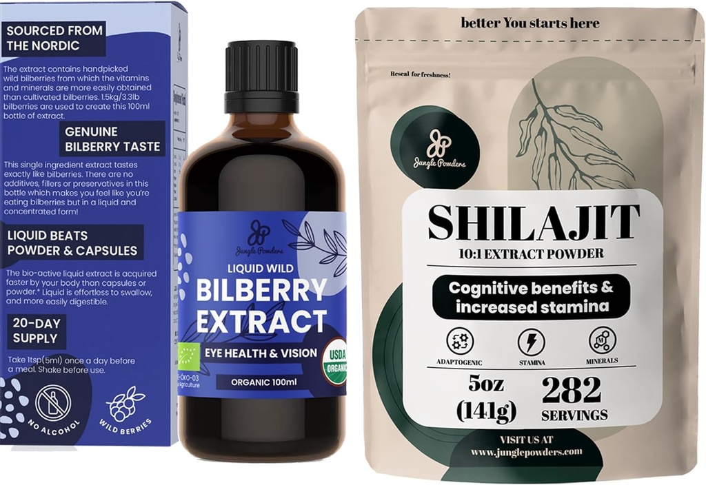 Estratto di mirtillo selvatico organico delle polveri della giungla per gli occhi supplemento di mirtillo per gli occhi, polvere di Shilajit per gli uomini 10:1 supplemento di energia di sostegno immunitario dell'estratto