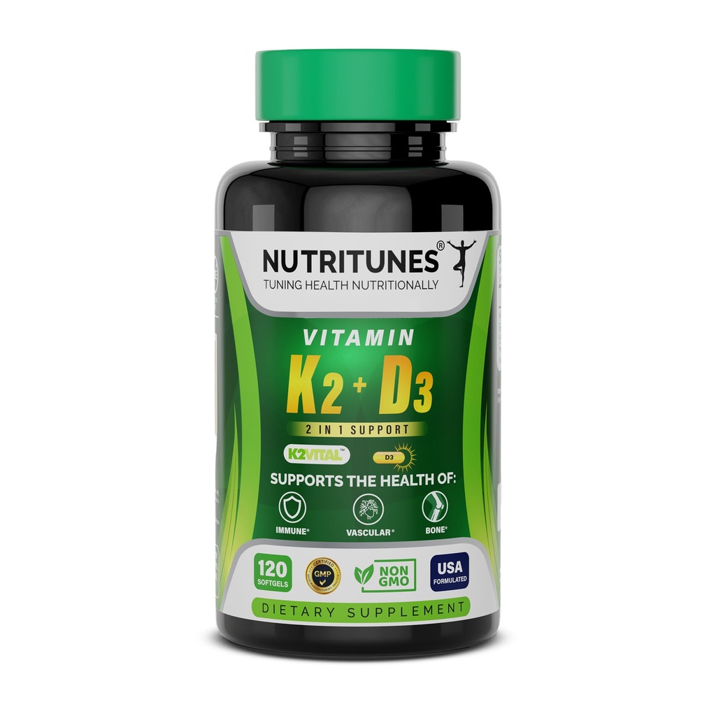 Vitamina D3 K2–5000 IU D3 & 100 mcg K2 MK-7 – Supporta Bone, Cuore e Salute Immune – K2 D3 Integratore Vitamina – 120 Softgels, alimentazione di 4 mesi