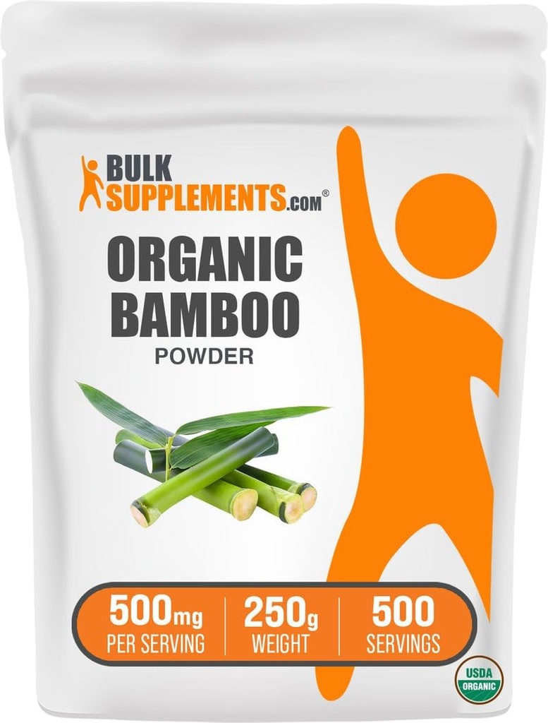 BulkSupplements.com Polvere di bambù organica - integratori di silice, supplemento di bambù - senza glutine, 500mg per porzione, 250g (8.8 oz) (pacchetto di 1)