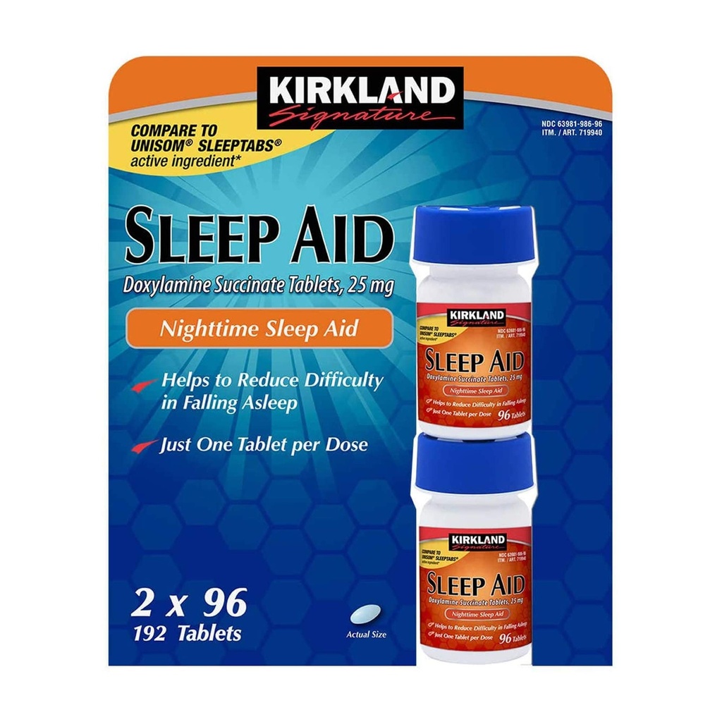 Kirkland Sleep Aid Doxylamine Succinate 25 mg 192 compresse