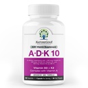 ADK10 – ADK Vitamin Supplemento | Vitamine ad alta potenza A, D3 (10.000 UI) & K2 MK-7 per Bone, Cuore e Salute Immune | 90 capsule minuscole | Alimentazione 3 Mesi | Non OGM, Gluten Free