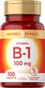 Vitamina B1 100mg (Thiamine) - 100 Count - Vegetariano, Non OGM & Gluten Supplemento gratuito - by Nature's Reward