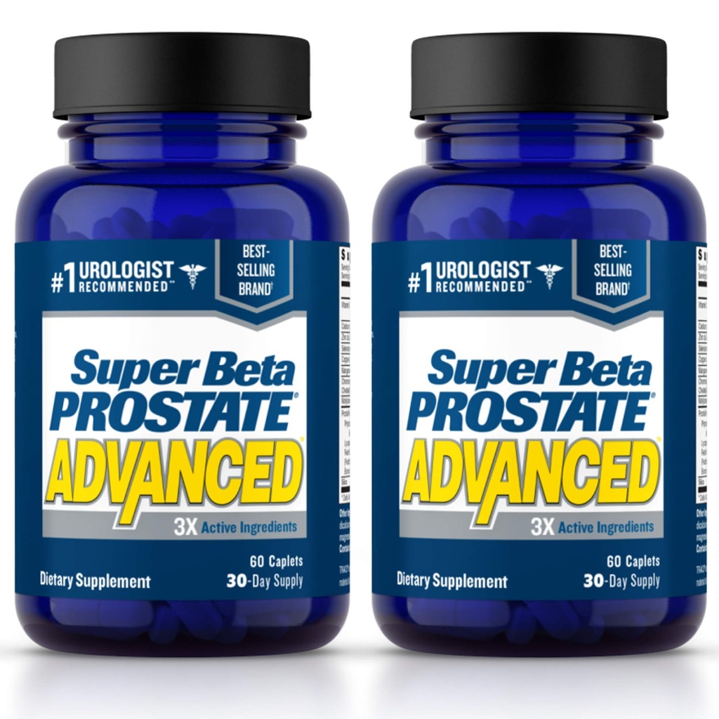 SUPER BETA PROSTATE Avanzato – Promuovere il sonno, Supporta il svuotamento della vescica. Integratore di supporto per la salute degli uomini con Beta Sitosterol, non Saw Palmetto. (120 Caplets, 2-Pack)