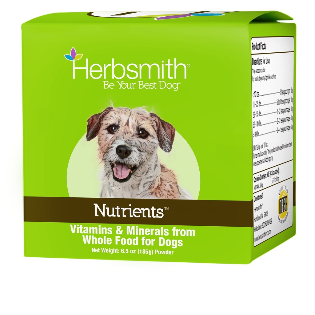 Herbsmith Nutrients Superfood Dog Multivitamin Dotato di vitamine e minerali da Whole Foods Boost Kibble o DIY Raw con antiossidanti per i cuccioli agli anziani - 6.5 oz