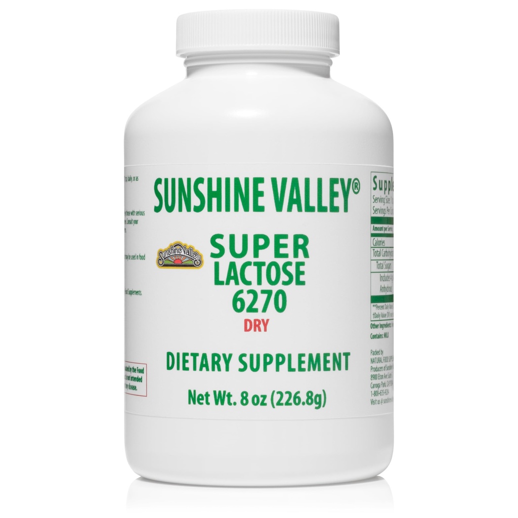 Sunshine Valley® Super Lactose Dry Powder (FREE FLOW POUR) - Natural Sweetener & Baking Enhancer, Zucchero in polvere per la cottura & Food Mixtures, Stabilizzatore & Filler - 8 oz