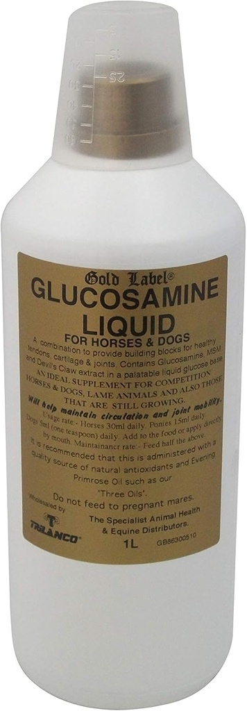 Etichetta d'oro Glucosamine Liquido, Integratore di cavalli, Giunti sani e mobilità, 1 litro